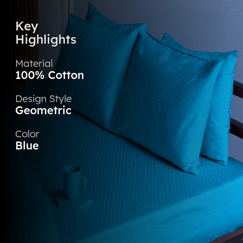 Swiss Dot Cotton Pillow Cover (Azure Blue,300TC) - Set Of Two media 2
