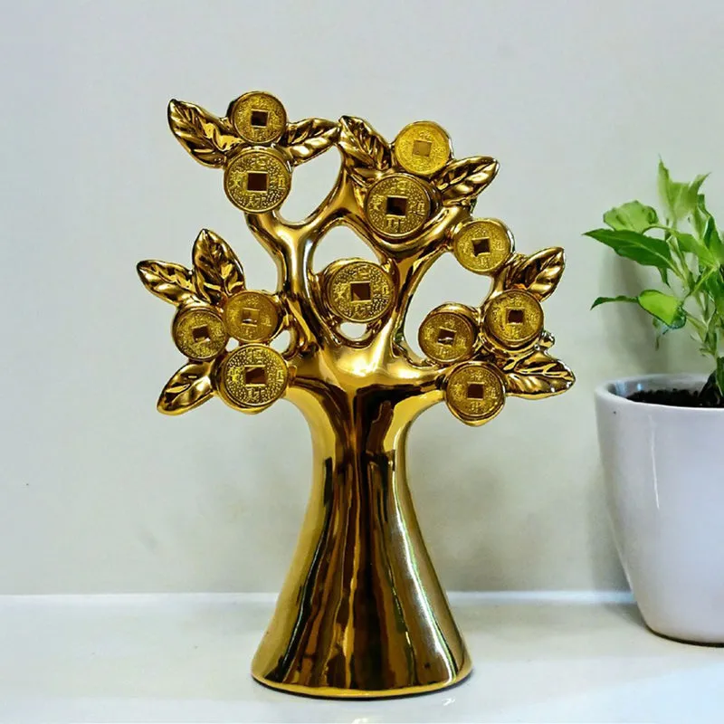 Golden Bloom Decorative Coin Tree Showpiece media 5