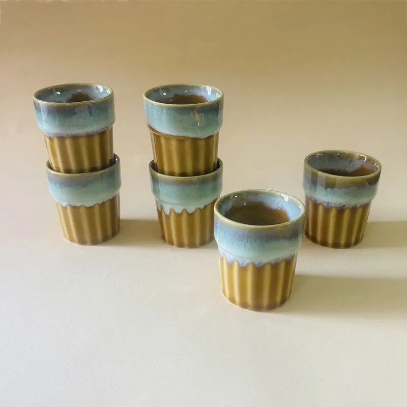 Handcrafted Ceramic Kulads (Mustard/70 mL Each) - Set of Six media 6