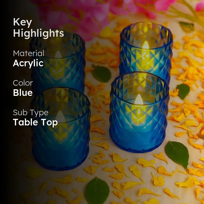 AuraLume Multi Choice Candle Holders (Blue) - Set Of Four media 2