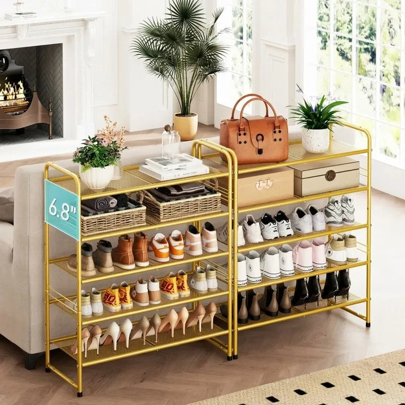 Slim Metal Shoe Rack - Gold media 5