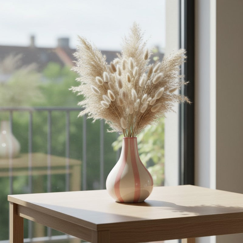 Waveon Ceramic Flower Vase - White,Pink media 9