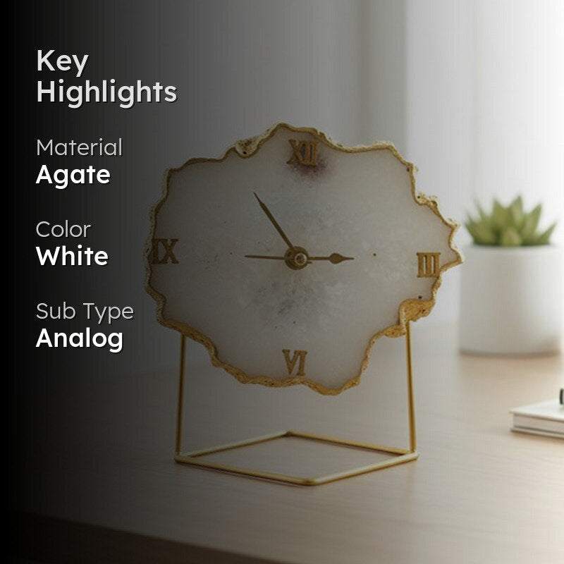 Crystal Keeper Agate Table Clock - White media 2