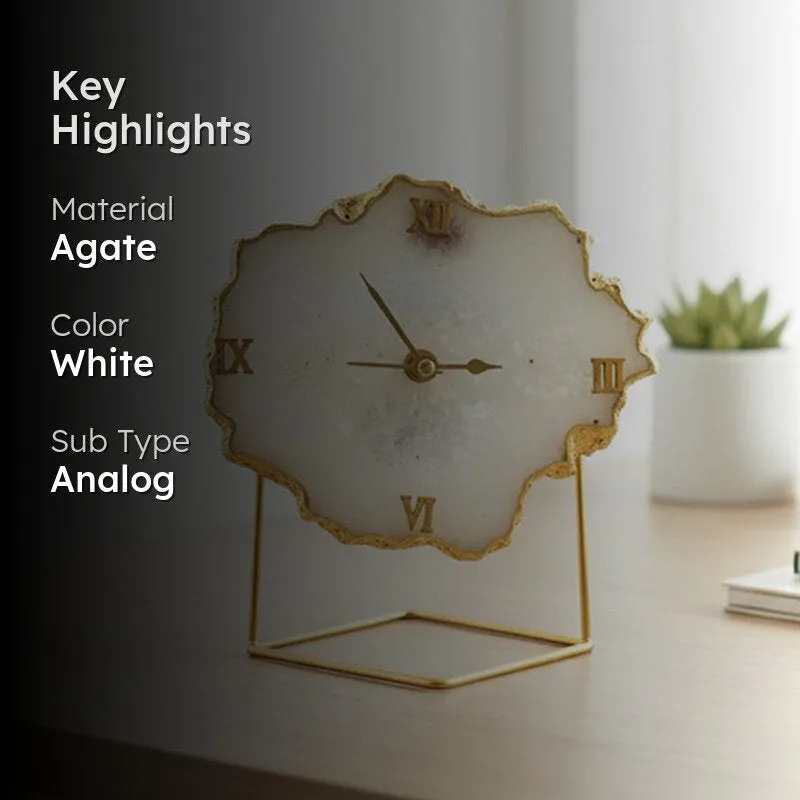 Crystal Keeper Agate Table Clock - White media 2