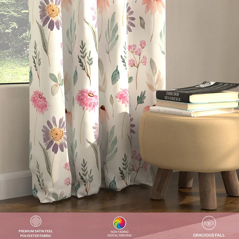 Urban Space Frost Flora Curtain (Pink) - Set Of Two media 1