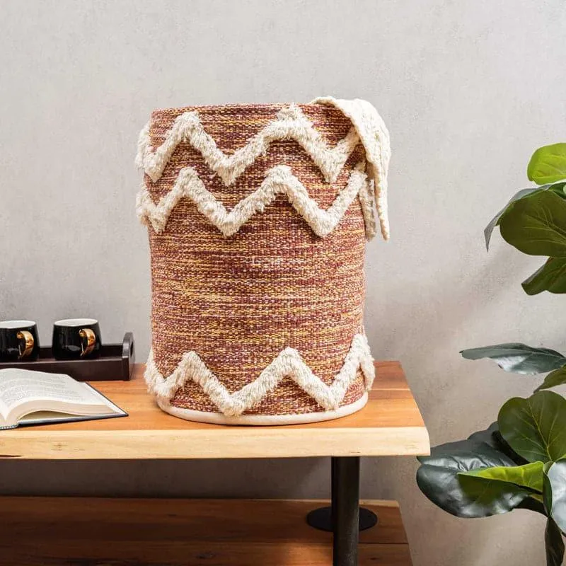 Thira Chevron Natural Fiber Laundry Basket media 1