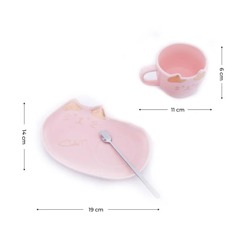 Whisker Tales Pink Mug & Snack Plate (200 ML) - Three Piece Set media 4