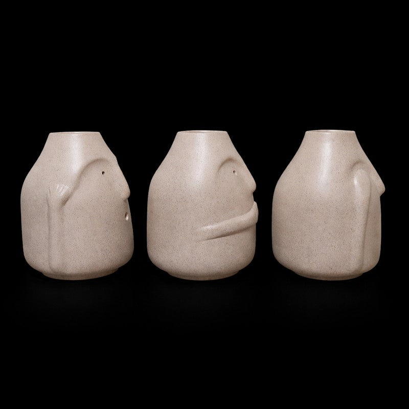 Whimsy Face Ceramic Vase - Set of Three media 5