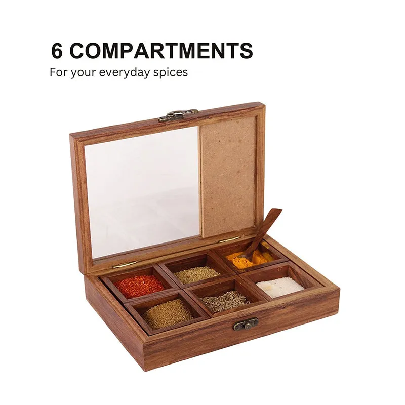 Ambar Sheesham Wood Masala Box - Eight Piece Set media 6
