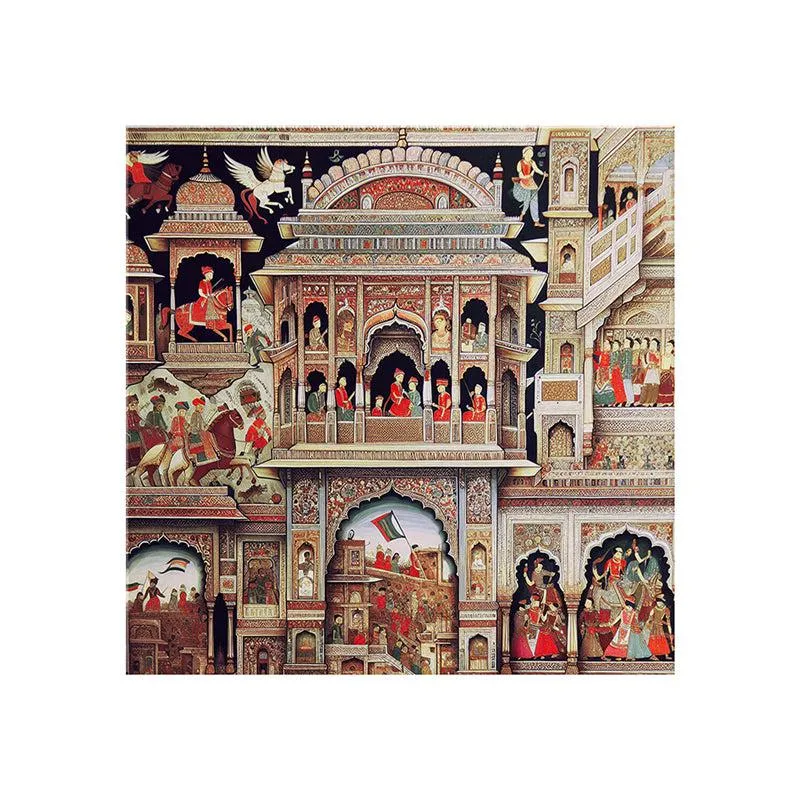 Rajasthani Historic Palace Scene Poly Canvas Wall Painting media 4
