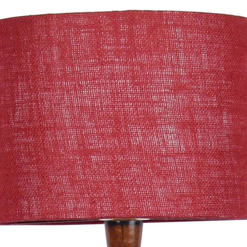 Biya Vintage Wooden Floor Lamp With Jute Shade - Maroon media 5
