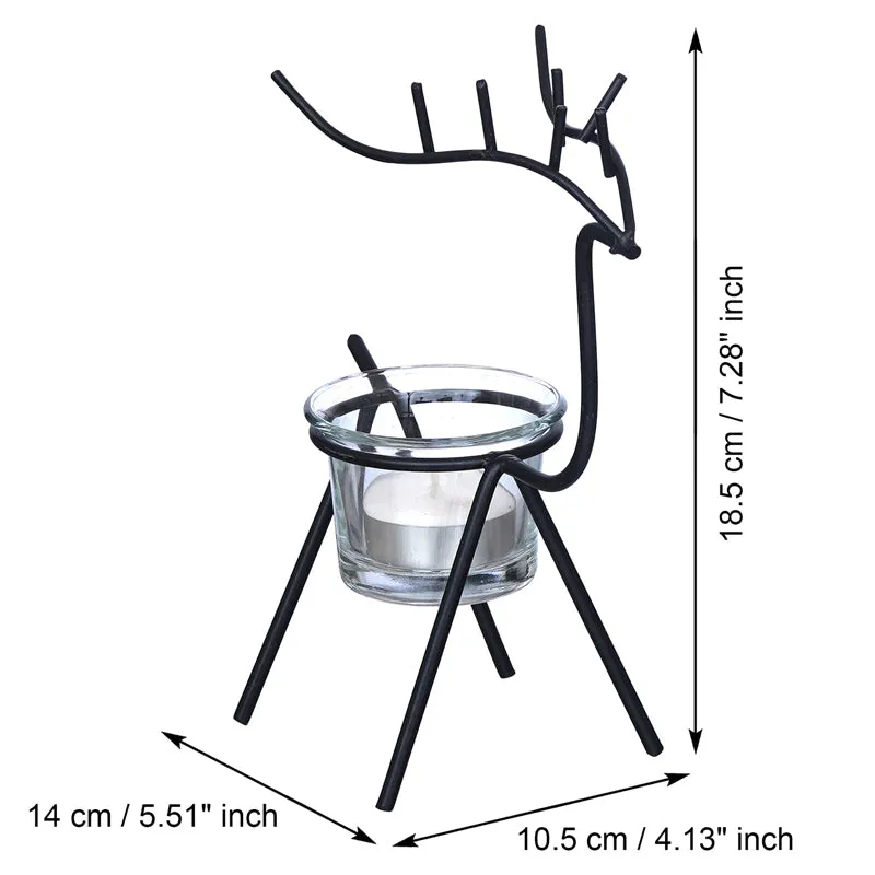 Prancing Flame Metal Tea Light Holder (Black) - Set Of Two media 7