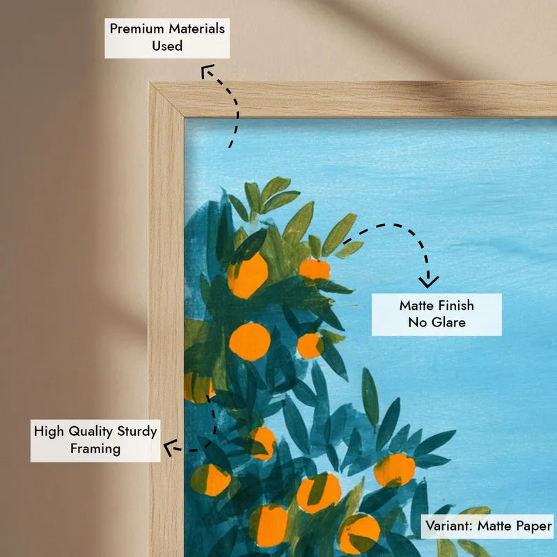 Tangerine Trees Canvas Wall Painting - Brown Frame media 7