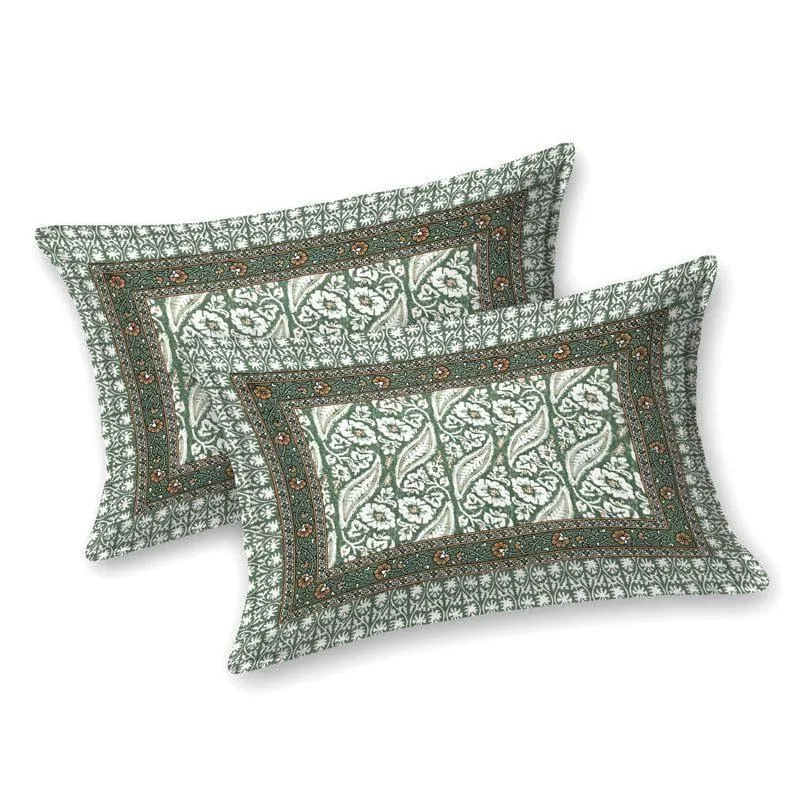 Mridula Ethnic Printed Cotton Bedsheet (Green) - 140 TC media 6