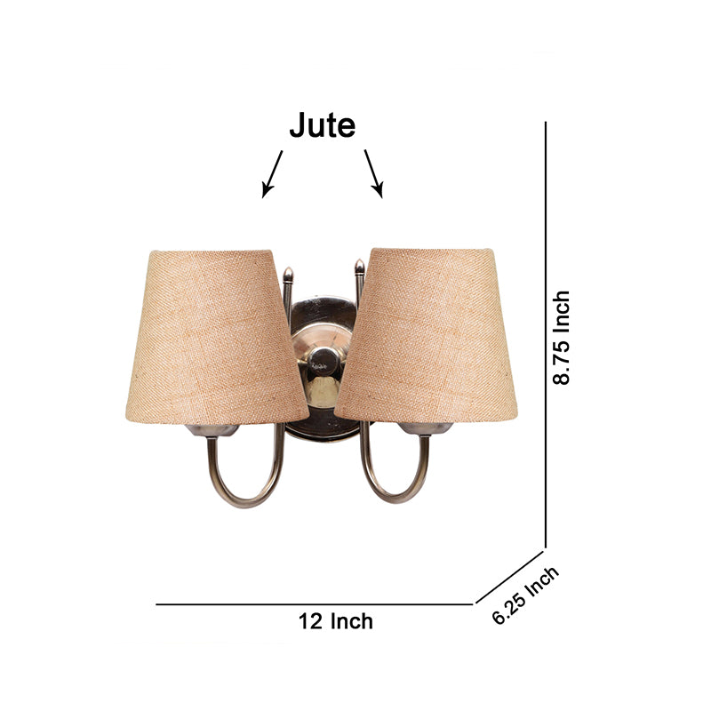 Veda Duo Conical Fabric & Metal Wall Lamp - Beige media 6