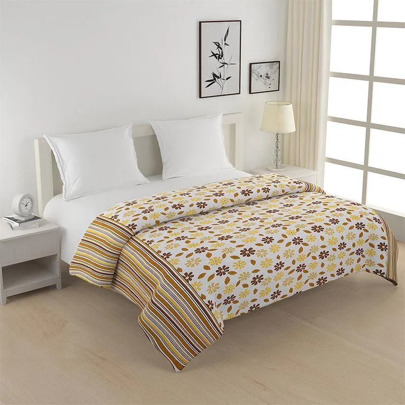 Swayam Smera Floral Cotton Comforter (Brown & Yellow) - 150 GSM media 1