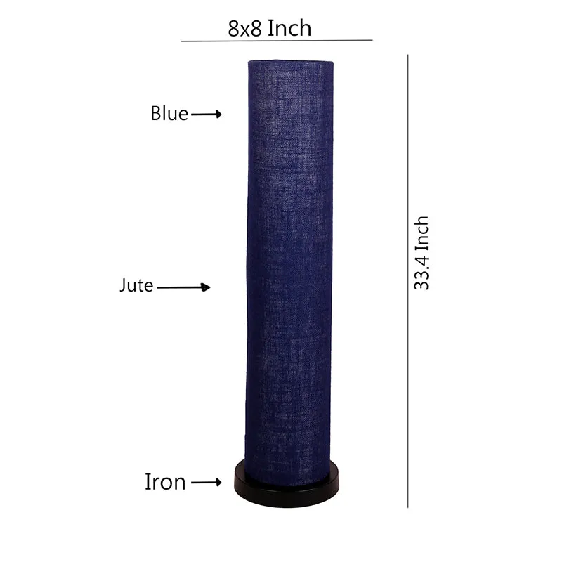 Camia Wooden Tower Floor Lamp With Jute Shade - Blue media 7