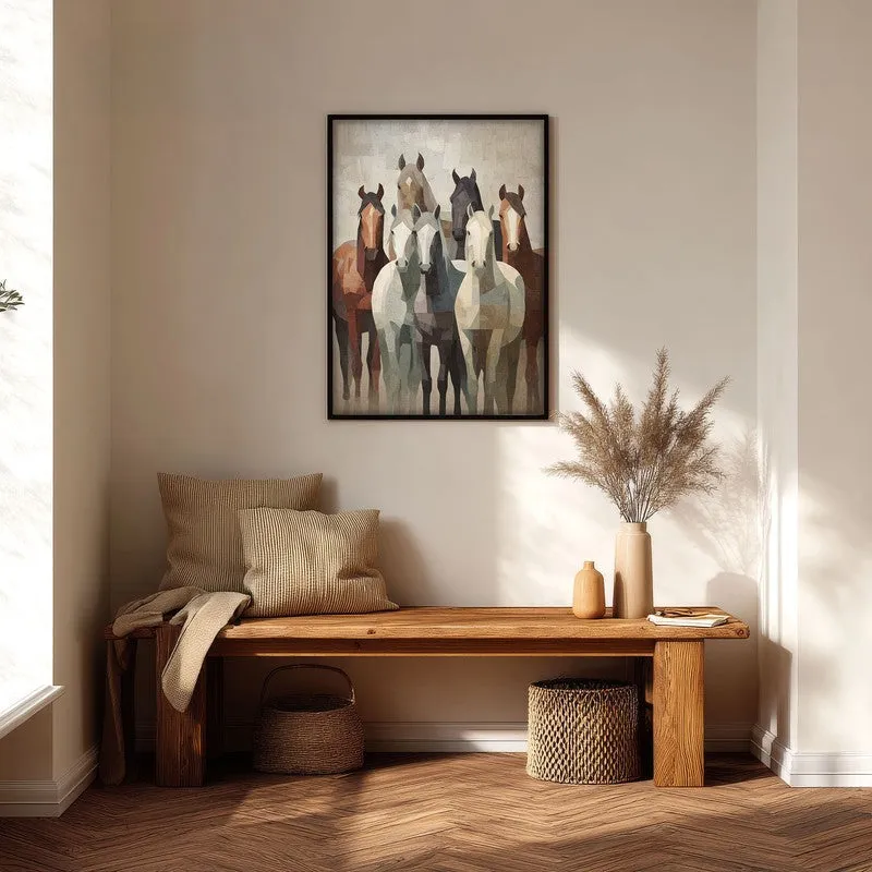 Earthy Horse Wall Painting With Black Frame media 6
