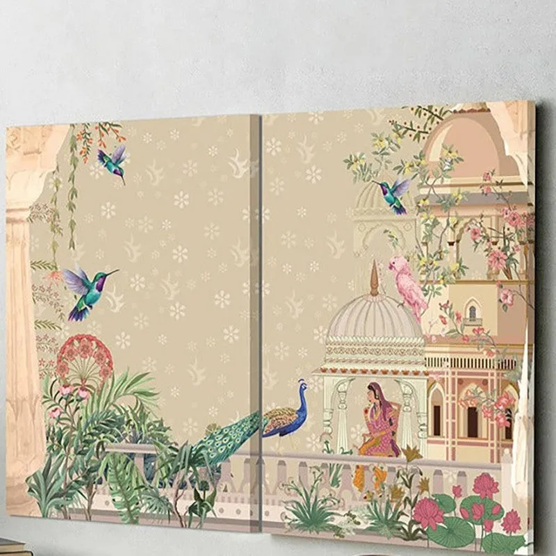 Royal Reverence Canvas Wall Painting - Set Of Two media 3