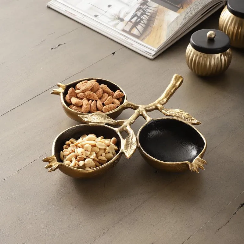 Pomegranate Shine Aluminum Platter - Black & Gold media 1