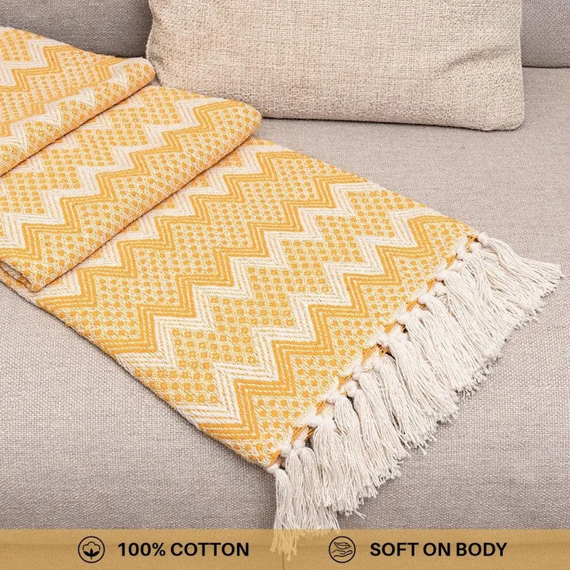 Urban Space Zigzag Cotton Throw - Yellow media 4