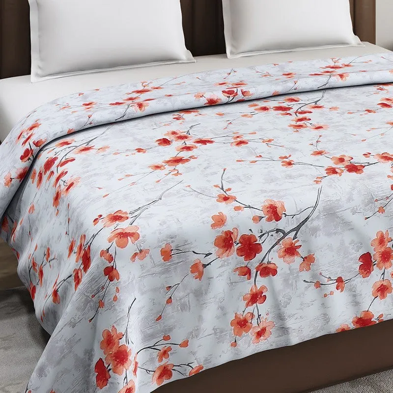 Monte Carlo Bluemora Floral Print Polyester Blanket (Red) - 210 GSM media 5
