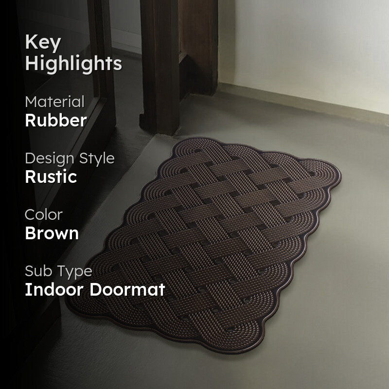 Uria Abstract Rubber Door Mats - Brown media 2