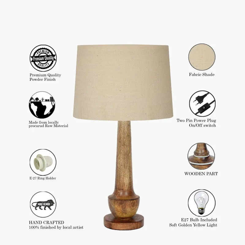 AuraFlex Versatile Wooden Table Lamp - Beige media 6