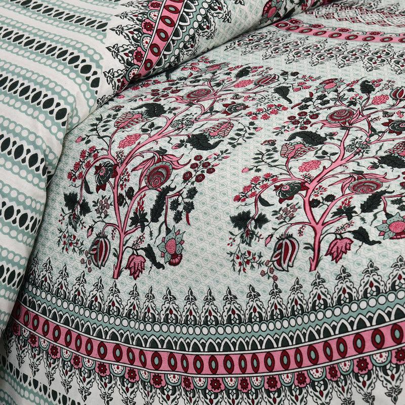 Pushkara Ethnic Cotton Flat Bedsheet (Black) - 160 TC media 3