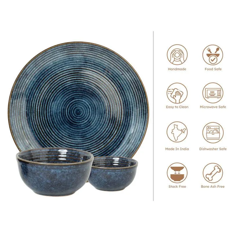 Meghneel Handmade Dinner Set (Blue/1 L/ 180 mL) - 14 Piece Set media 4