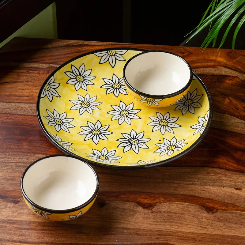 Daisy Blooms Handpainted Dinner Set - 3 Piece Set media 1