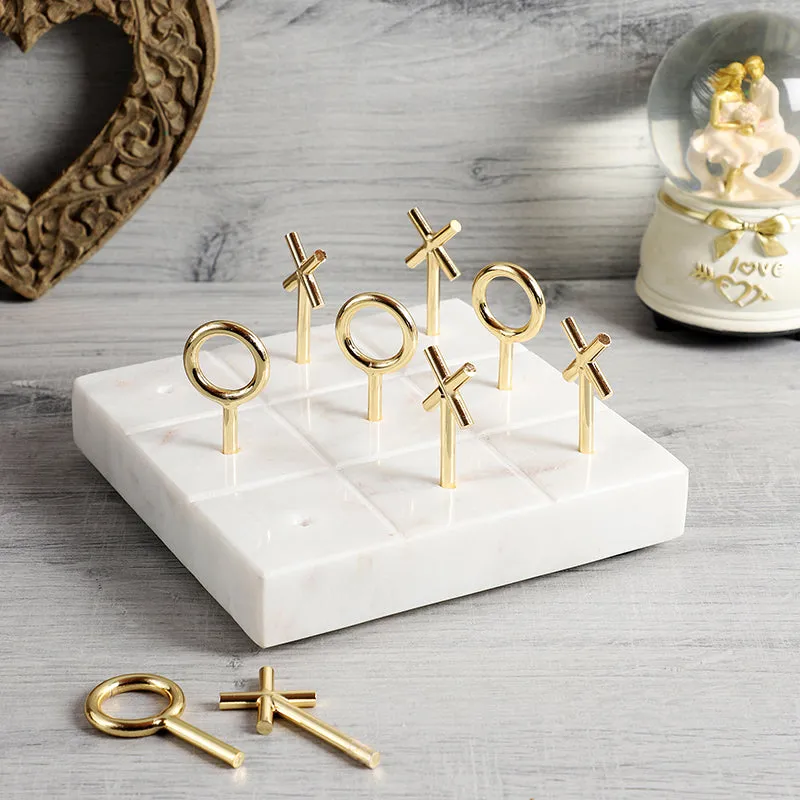 Callista Marble & Brass Tic Tac Toe Game media 1