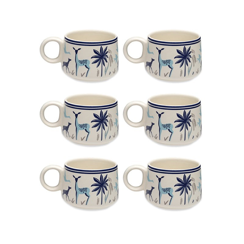 Elegant Stoneware Tea Cup (150 mL Each) -  Set of Six media 5