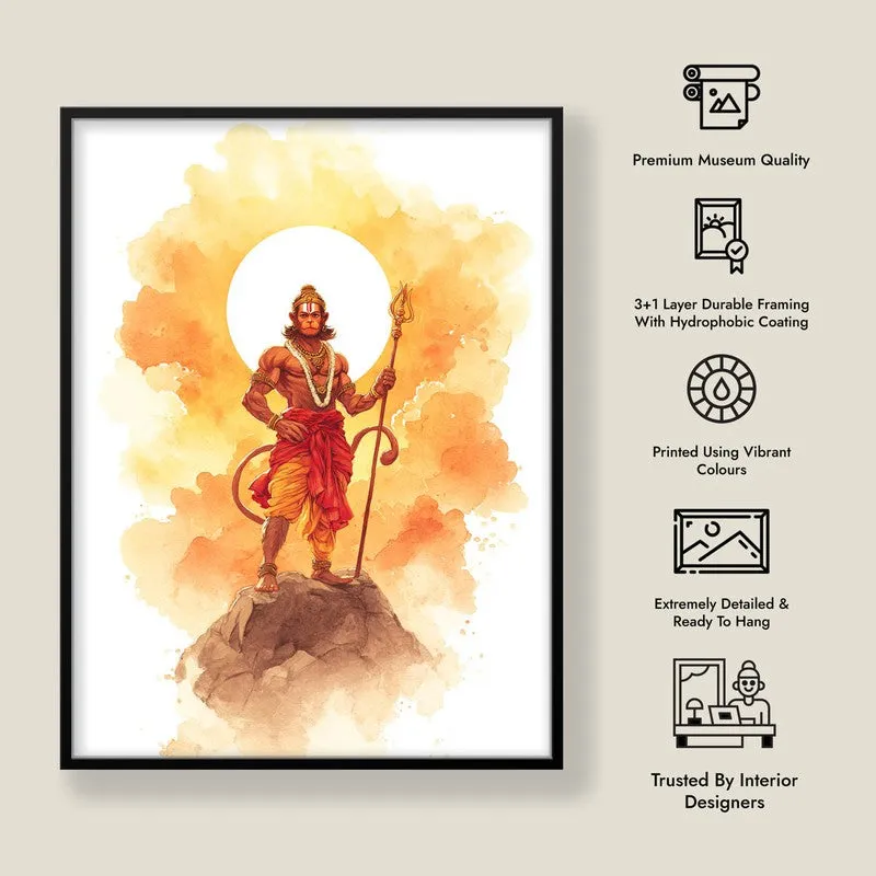 Sri Hanuman with Sun Aura II Archival Paper Wall Art media 8