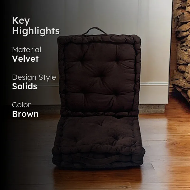 Thera Velvet Floor Cushion (Brown) - Set Of Two media 2