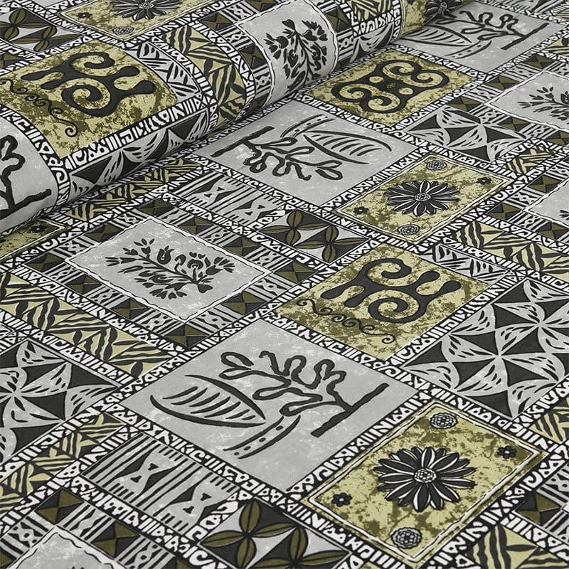 Tvisha Tribal Applique Print Cotton Bedsheet (Green,Grey) - 180 TC media 4