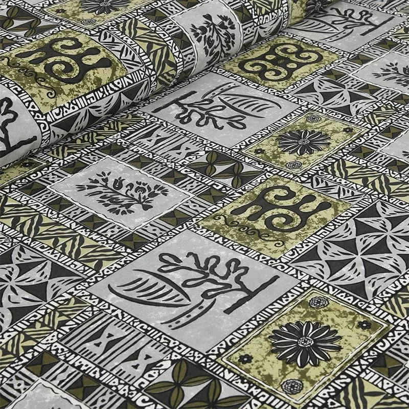 Tvisha Tribal Applique Print Cotton Bedsheet (Green,Grey) - 180 TC media 4