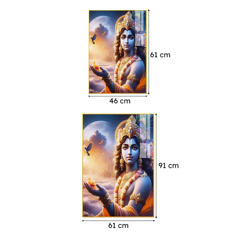 All-Knowing Krishna Spiritual Canvas Wall Art With Frame - Gold media 6