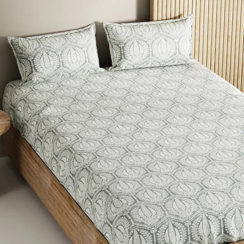 Palladium Cotton Bedsheet (Grey) - 144 TC media 4