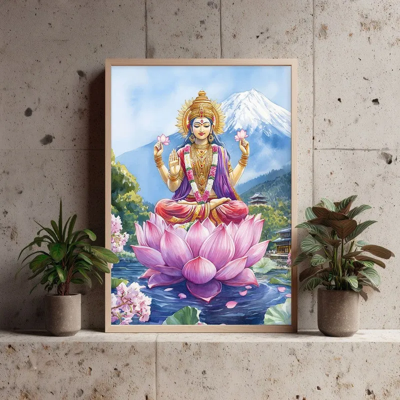 Shree Radhe Shyam Spiritual Archival Paper Wall Painting - Natural Brown Frame media 3