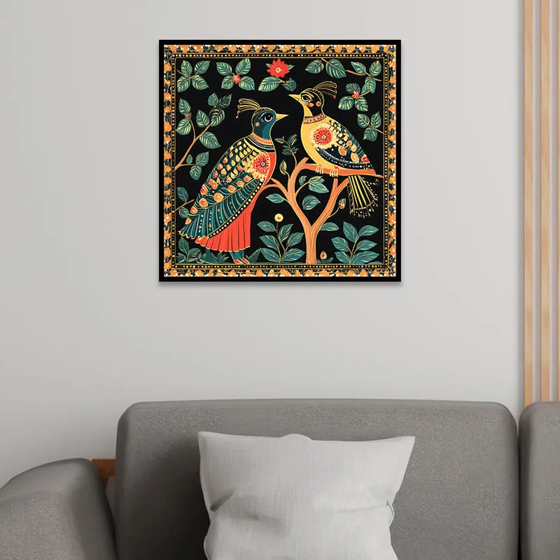 Tribal Birds Canvas Wall Art With Frame media 6
