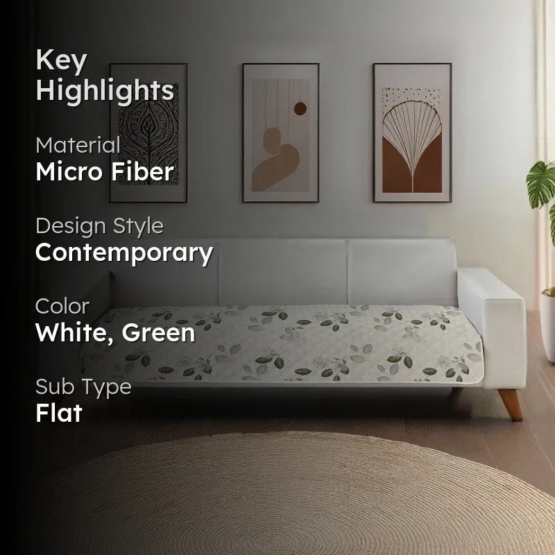 Urban Space Leafy Bliss Sofa Cover - White & Green - 2