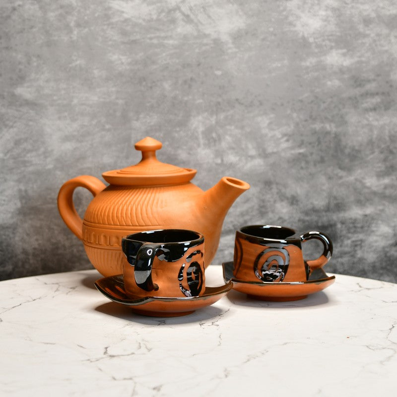 Classic Heritage Terracotta Tea Set & Tea Pots - Three Piece Set