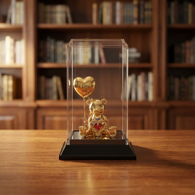 Golden Teddy Love 24K Gold Plated Mild Steel Showpiece