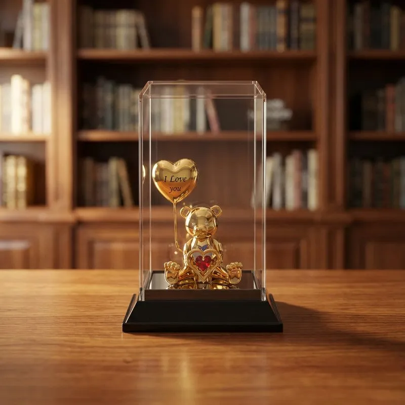 Golden Teddy Love 24K Gold Plated Mild Steel Showpiece media 1