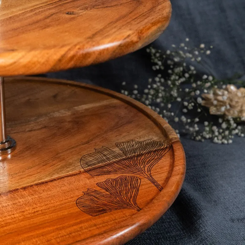 Ornate Pattern Print Wooden Two-Tier Cake Stand media 6