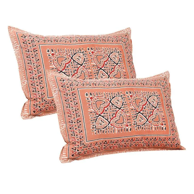 Seijun Mural Cotton Bedsheet (Orange) - 180 TC media 5