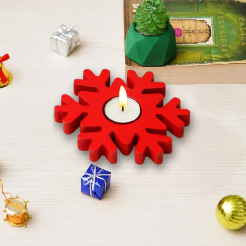 Flurry Of Light Carved Wood Tea Light Holder (Red) - Set Of Six media 3