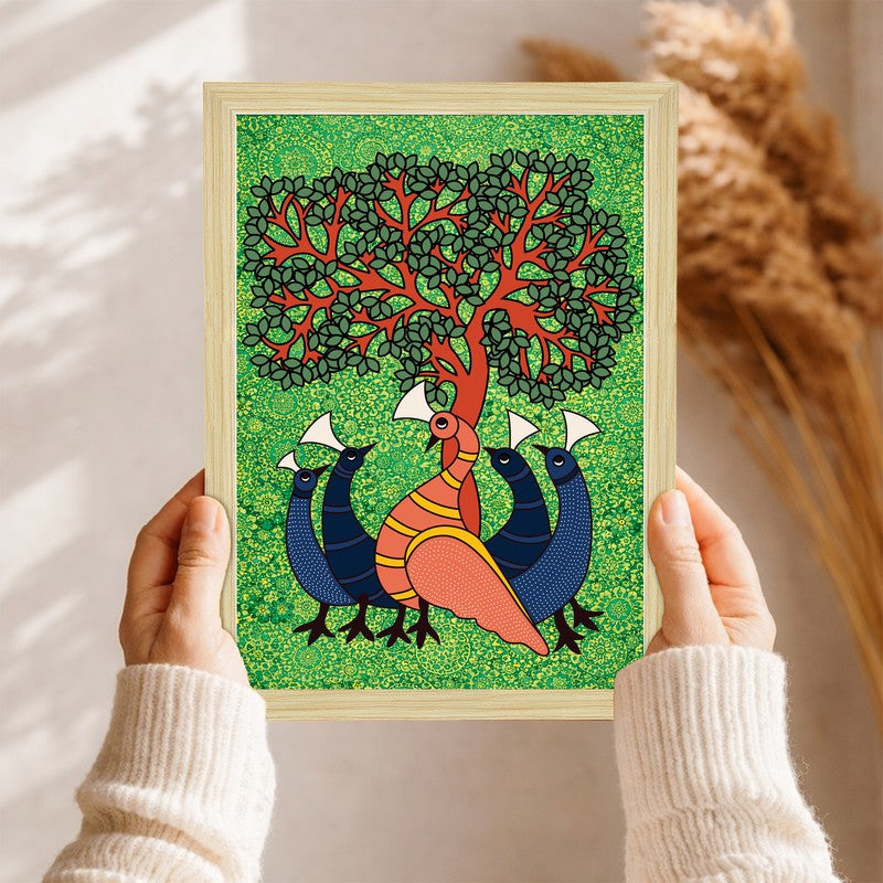 Primal Paper Wall Painting With Frame - Set Of Six media 5