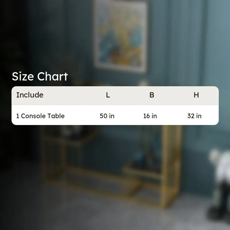 Designer 3 Metal Console Table with Marble Top - large media 5